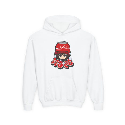 Youth Hoodie - Cute Beanie Kid Front & "The Foods Wishers" Retro Back