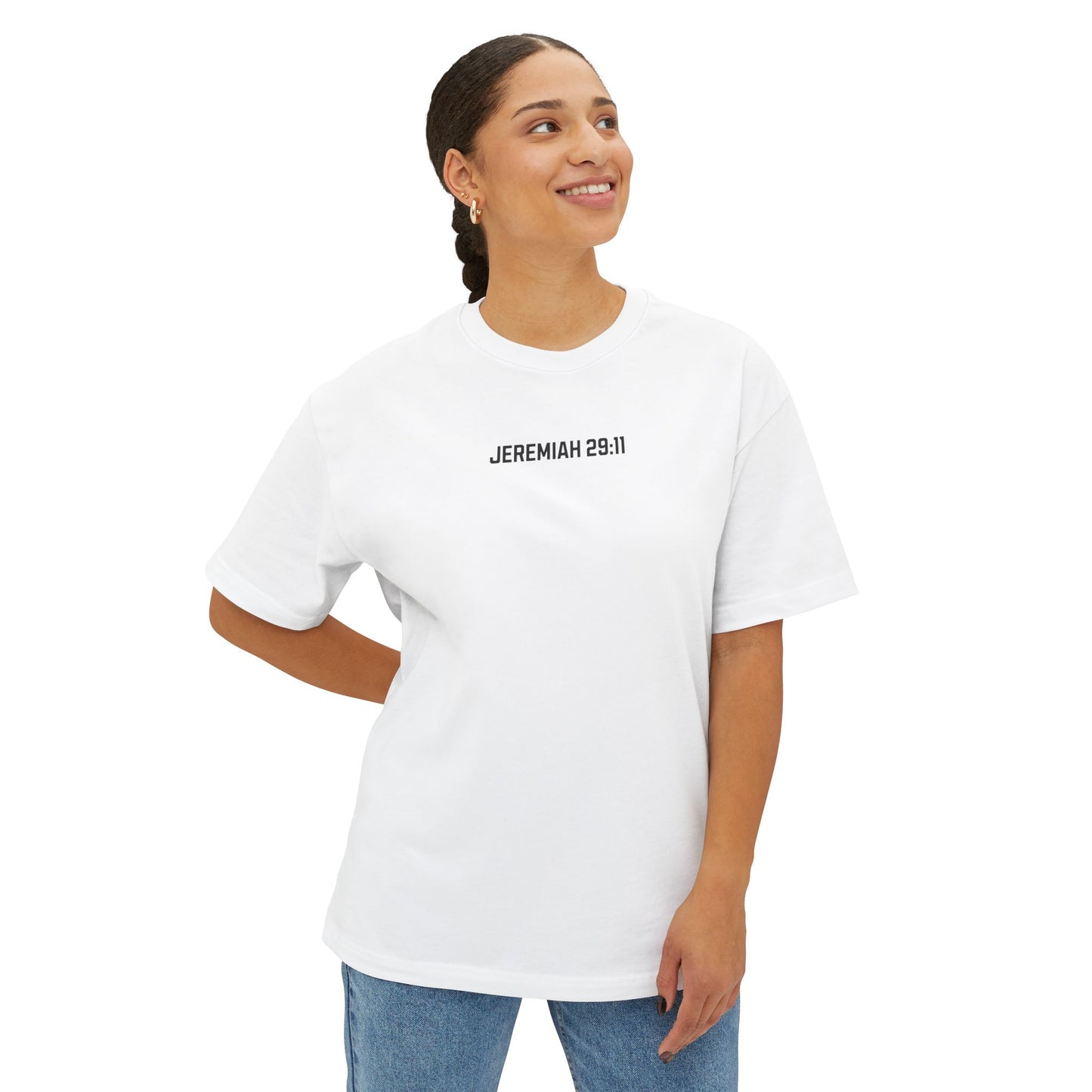 Inspirational Unisex Oversized Boxy Tee - Jeremiah 29:11 Design