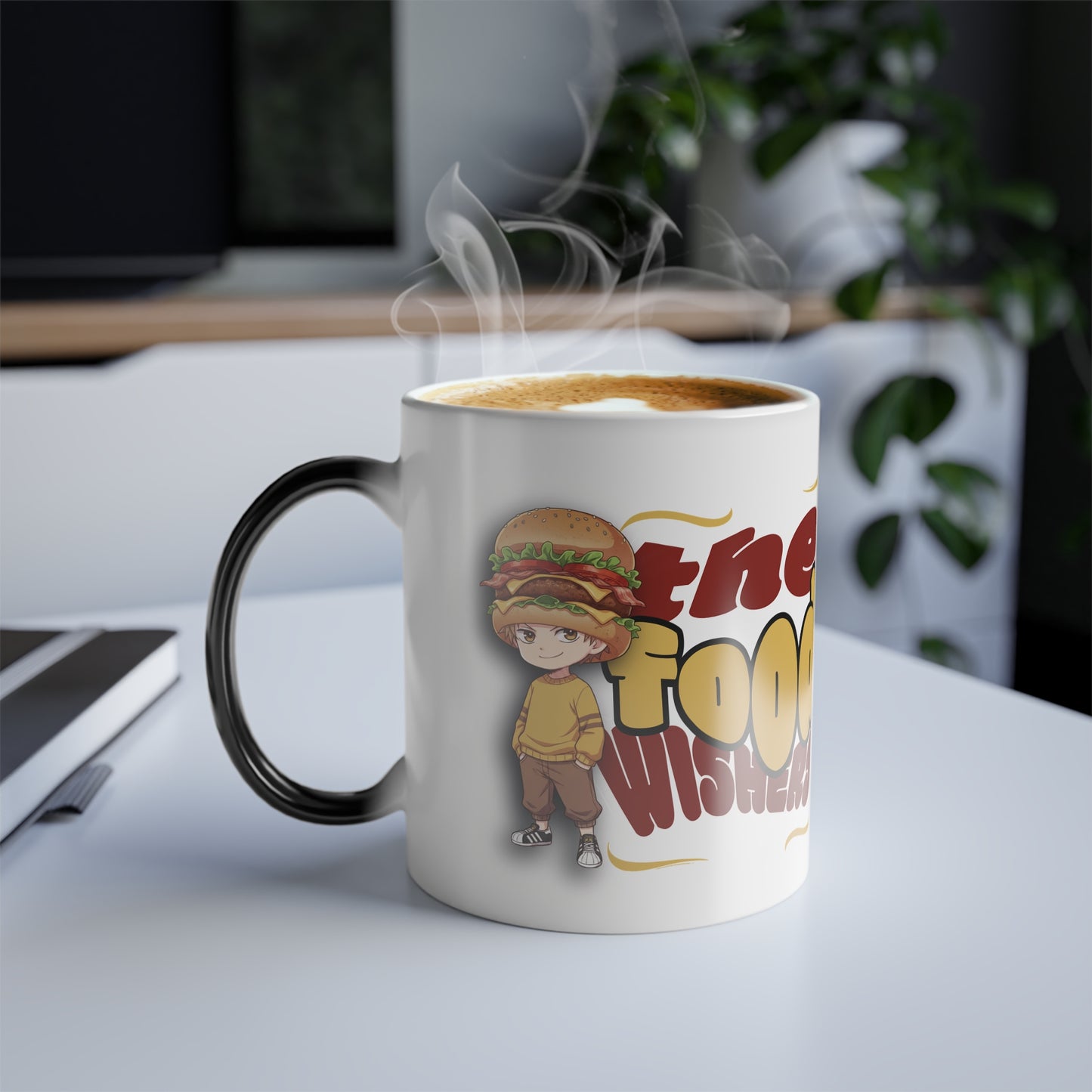 Color-Changing Mug — 'Good Vibes Only' Retro Burger Character, 11oz